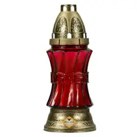 Candela din Sticla cu Brau Stantat 637R Max-Pol, Rosu, 18 Ore