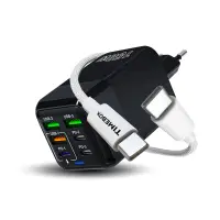 Incarcator Retea Timebox, 150W, cu 6 Porturi, 3 x Type-C si 3 x USB-A, Alb - Default Title
