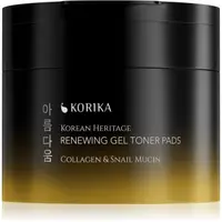 KORIKA Korean Heritage Collagen & Snail Mucin Renewing Gel Toner Pads dischete tonice regeneratoare cu textură de gel