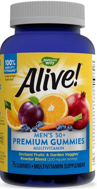 Alive Men's 50+ Premium Gummies, 75 tablete, Nature's Way