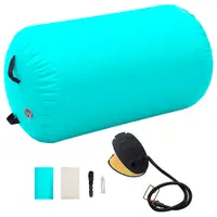 vidaXL Rulou de gimnastică gonflabil cu pompă, verde, 100 x 60 cm, PVC
