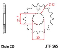 EMGO - Pinion (fata) JTF565, 15 dinti - Versys650 GS500E 2-Zyl YZWR