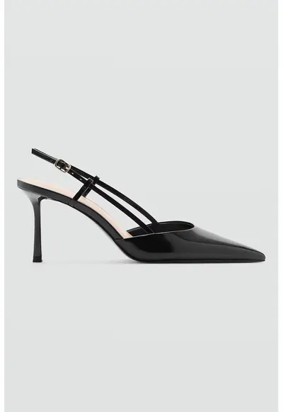 Pantofi slingback de piele cu toc inalt - Negru