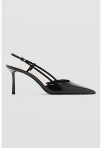 Pantofi slingback de piele cu toc inalt - Negru
