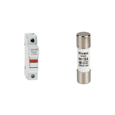 Pachet de Protectie Performanta pentru Circuite Monofazate: Soclu Siguranta Fuzibila 14x51 1P 63A + Siguranta Fuzibila 14x51 50A