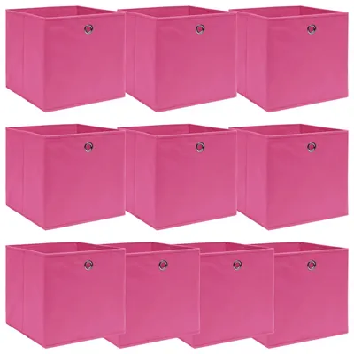 vidaXL Cutii depozitare, 10 buc., roz, 32x32x32 cm, textil