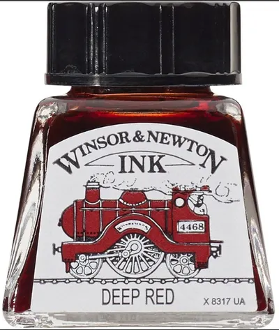Cerneală de caligrafie Winsor & Newton - Roșu închis, 14 ml