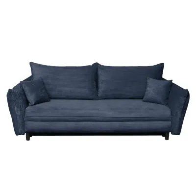 Canapea CAMILLE extensibila, 3 locuri, cu arcuri si lada depozitare, albastru, 238x115x95 cm