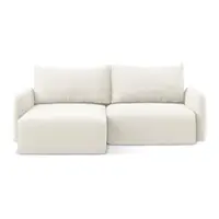 Colțar crem extensibil/cu spațiu de depozitare cu tapițerie din catifea (cu colț pe partea stângă/cu șezlong) Kalena – Makamii