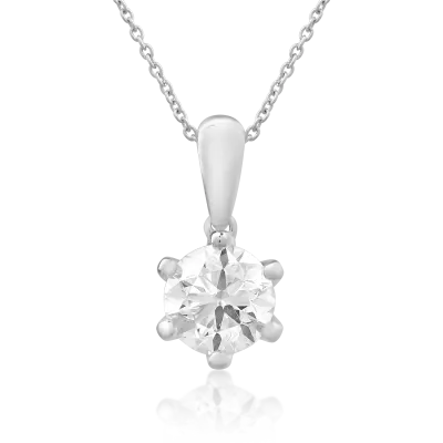 Lant cu pandantiv din aur alb cu diamant de 1ct