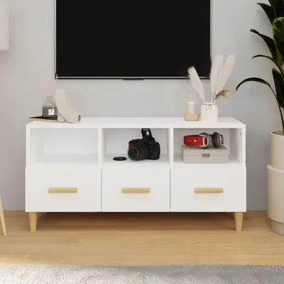vidaXL Comodă TV, alb, 102x36x50 cm, lemn compozit
