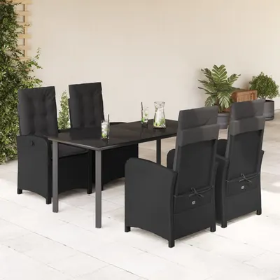 Gossi set mobilier de gradina cu perne, 5 piese, negru, poliratan