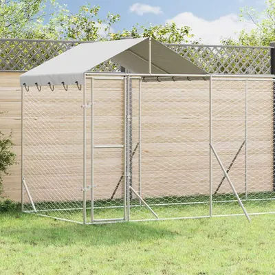 vidaXL Padoc exterior cu acoperiș argintiu 14x2x2,5 m oțel galvanizat