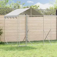 vidaXL Padoc exterior cu acoperiș argintiu 14x2x2,5 m oțel galvanizat