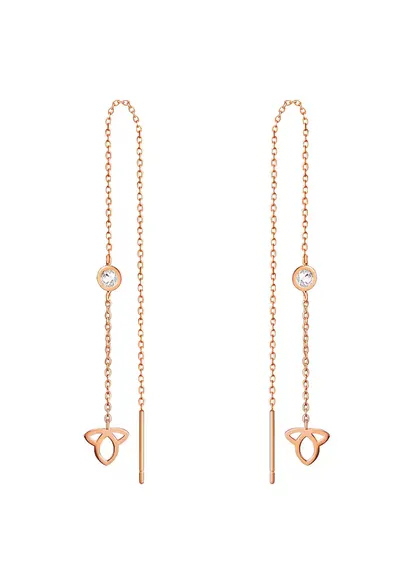 Cercei drop placati cu aur de 18K - Argintiu