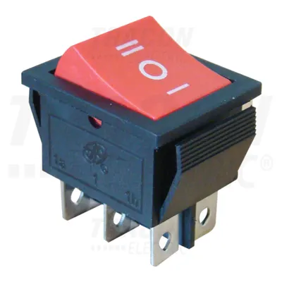 Comutator pt.aparate,3 pozitii,2 poli, rosu,(marcaj I-0-II) TES-52 16(6)A, 250V AC