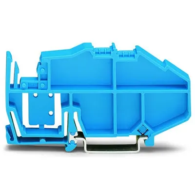 Busbar carrier; with end stop function and detachable separator plate; for DIN 35 rail; 8 mm thick; blue