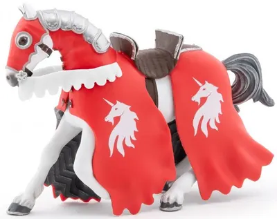 Figurina Papo The Medieval Era - Calul cavalerului, rosu