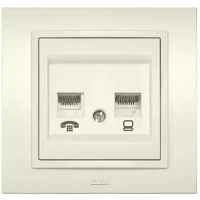 Zena Crem Priza 1xUTP Cat6E si Telefon ST