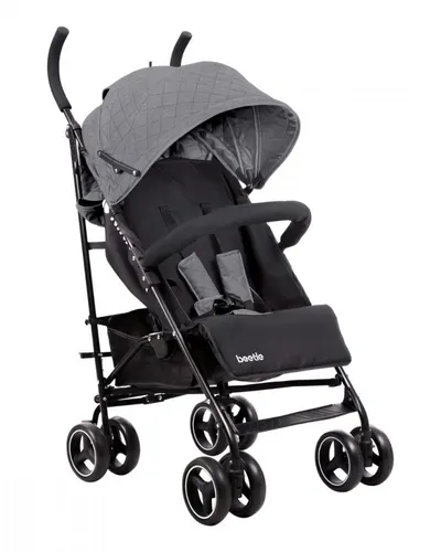 Carucior sport pentru copii KikkaBoo Beetle Grey cu Spatar reglabil,Bara de protectie detasabila,Pliere tip umbrela si greutate redusa ,Copertina reglabila cu plasa de ventilatie,Roti pivotante detasabile,Pana la 22kg