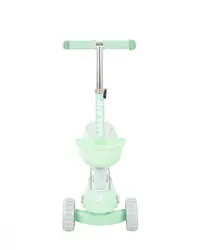 Trotineta 3in1 Makani BonBon Candy Mint,Roti frontale cu lumini LED,Frana pe roata spate,Maner reglabil pe 3 nivele de inaltime,Scaun reglabil,Placuta antiderapanta,Manere ergonomice,Cosulet frontal inclus