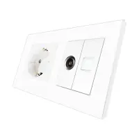 Priza Schuko + TV + Internet cu Rama Din Sticla LUXION
