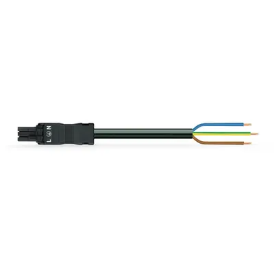 pre-assembled connecting cable; Eca; Socket/open-ended; 3-pole; Cod. A; 2 m; 1,00 mm²; black