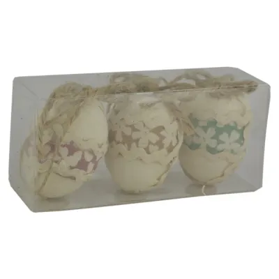 Set 3 oua decorate pentru Pasti, Design cu flori