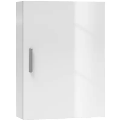 HOMCOM Dulap de Perete pentru Baie cu Rafturi Reglabile din Sticlă Securizată, 40x15x55 cm, Alb lucios | Aosom Romania