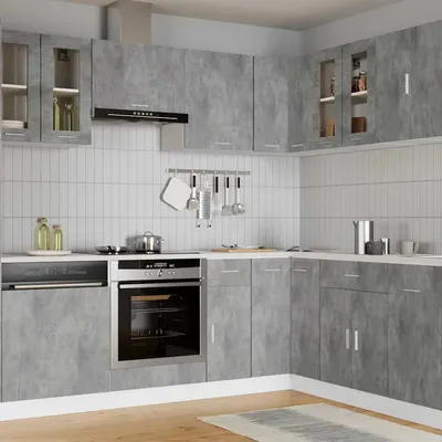 vidaXL Dulap de sticlă suspendat “Lyon” gri beton 60x31x60 cm