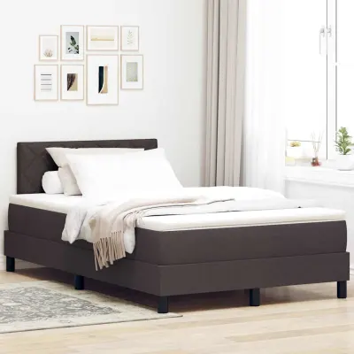 vidaXL Pat cu arcuri cu pernă Manual Maro închis 120 x 200 cm țesătură