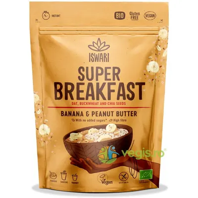 Mic Dejun cu Ovaz, Banane si Crema de Arahide fara Zahar Ecologic/Bio 360g