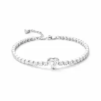 Bratara Tennis White Heart Silver Cu Argint