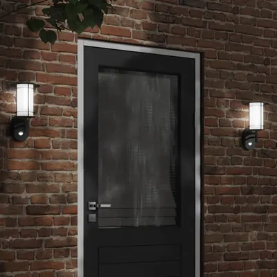 Gossi lampa exterioara de perete cu senzor, negru, otel inoxidabil