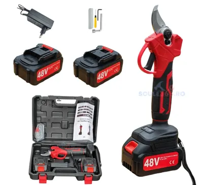 Foarfeca gradina electrica cu 2 acumulatori 48V x 8AH, pentru gradina, diametru taiere 27mm, Valiza, profesional Motoyama Japan CMP1728