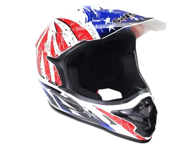 Casca motocross atv, SAFEBET HF-115 Q183, culoare albastru rosu, marime L