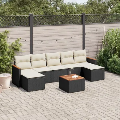 Gossi set mobilier de gradina cu perne, 8 piese, negru, poliratan