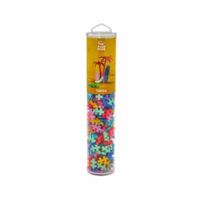 Set constructie Plus-Plus, tub 240 piese, Tropical Mix, culori tropicale