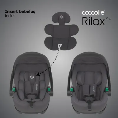 Scoica auto iSize Coccolle Rilax Greystone cu tetiera ajustabila
