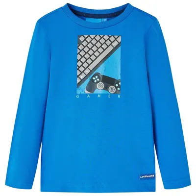 Tricou copii mâneci lungi albastru cobalt 128