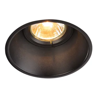 Spot incastrat, HORN-T Ceiling lights GU10, black recessed fitting, QPAR51, round, matt black, tiltable, max. 50W, incl. clip springs