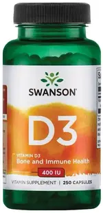 Vitamin D-3, 400 IU, 250 capsule, Swanson