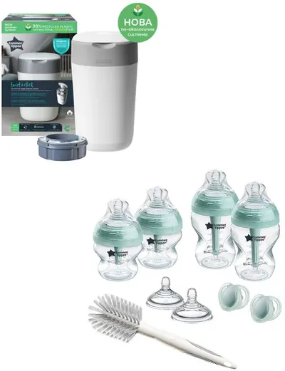 Set pentru nou-născut Tommee Tippee - Anti-Colic+ + Coș igienic pentru scutece Twist and Click