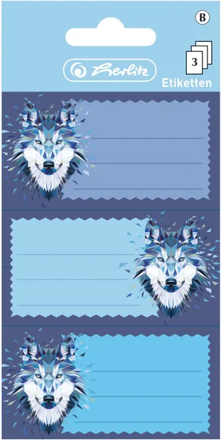 Etichete școlare Herlitz - Wild Animal Wolf, 9 buc