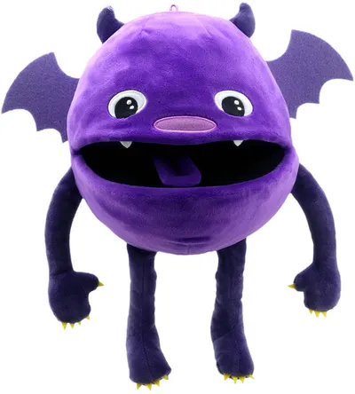 Păpușă de teatru The Puppet Company - Baby Monster, 35 cm, violetă