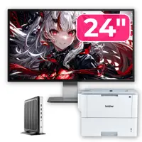 Pachet PC Second Hand HP T630 Thin Client, AMD GX-420GI 2.00GHz, 8GB DDR4, 32GB SSD Flash + Monitor 24" & Imprimanta Brother HL-L6300DW