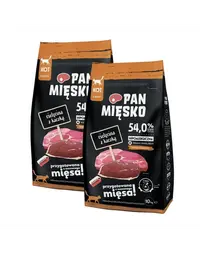 PAN MIĘSKO Hrana caini adulti talie medie cu rata si vitel 2x10kg