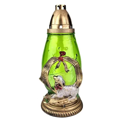 Candela din Sticla cu Decoratiune Miel de Paste