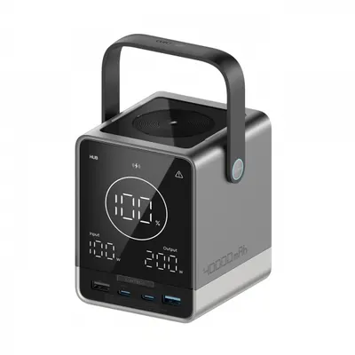 Baterie Externa Cuktech, 40000mAh, 300W, QC + PD + FQI, 1 x QI - 2 x USB-A - 2 x USB-C, Neagra