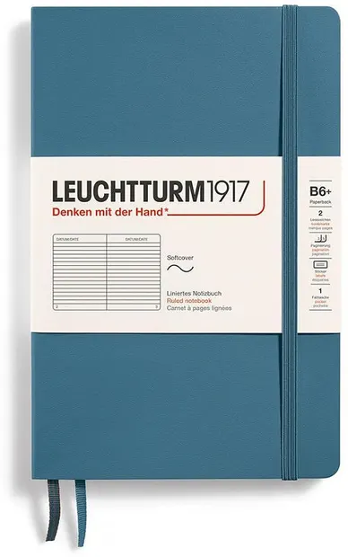 Caiet Leuchtturm1917 Paperback - B6+, albastru, liniat, copertă moale